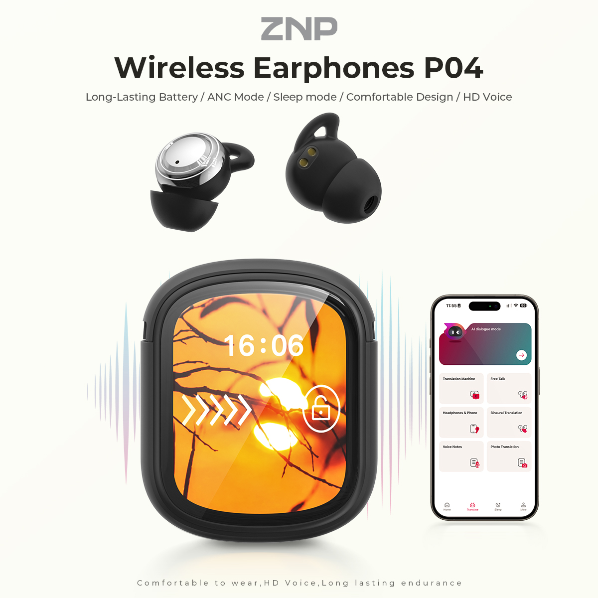 Audífonos ZNP P04 para Dormir  - Wireless Earbuds Case reseña y precio